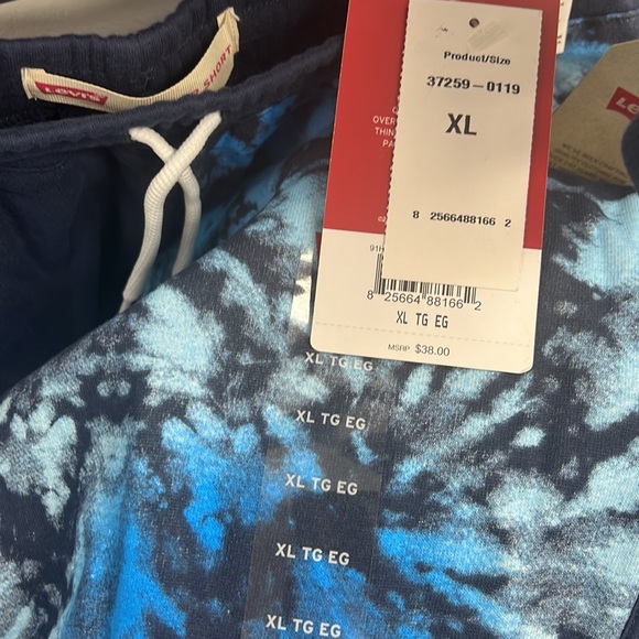NWT - Levi’s Big Boys Tie Dye Hoodie Sweatshirt + Shorts Set, Blue  - Size XL - Picture 13 of 13